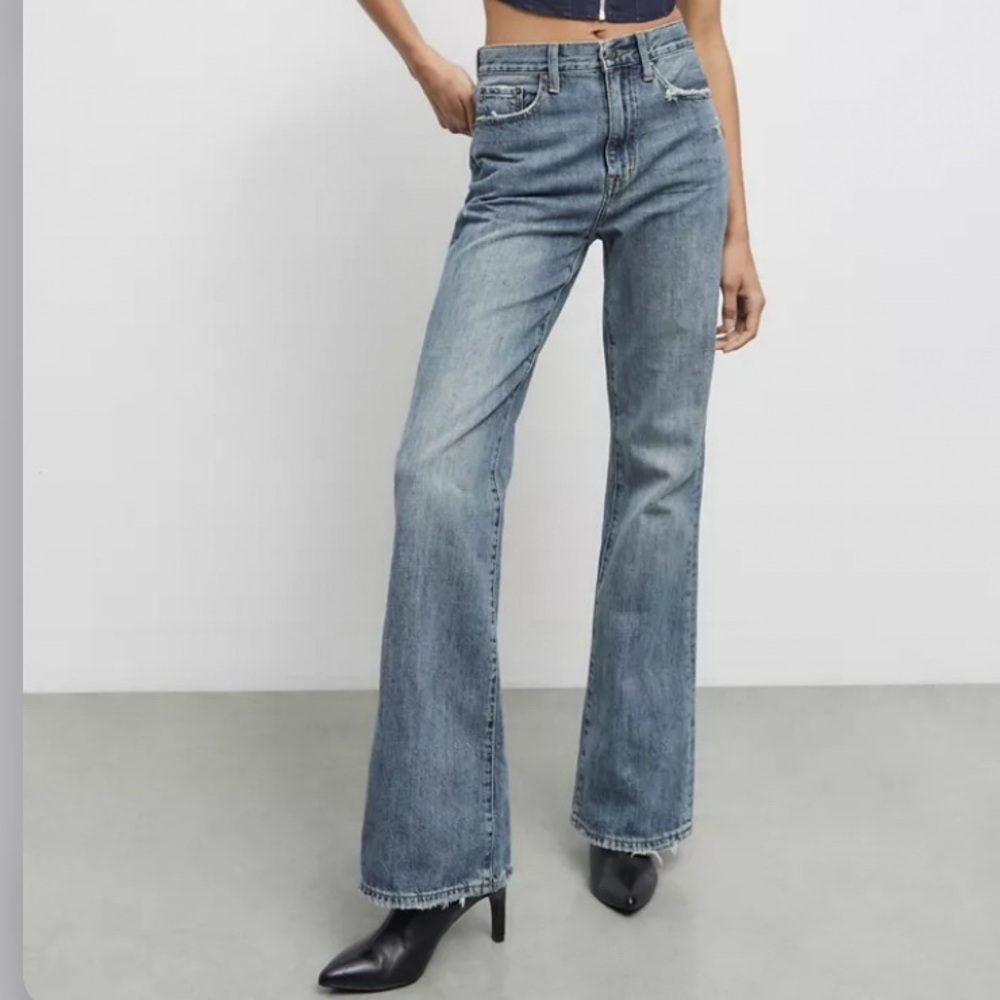 pistola High-Rise Wide-Leg Flare Jeans in Light-Medium Blue